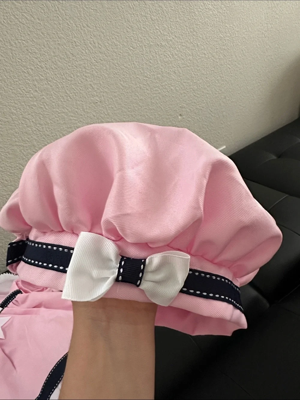 Rare Editions Pink Dress with White Collar and Navy Trim